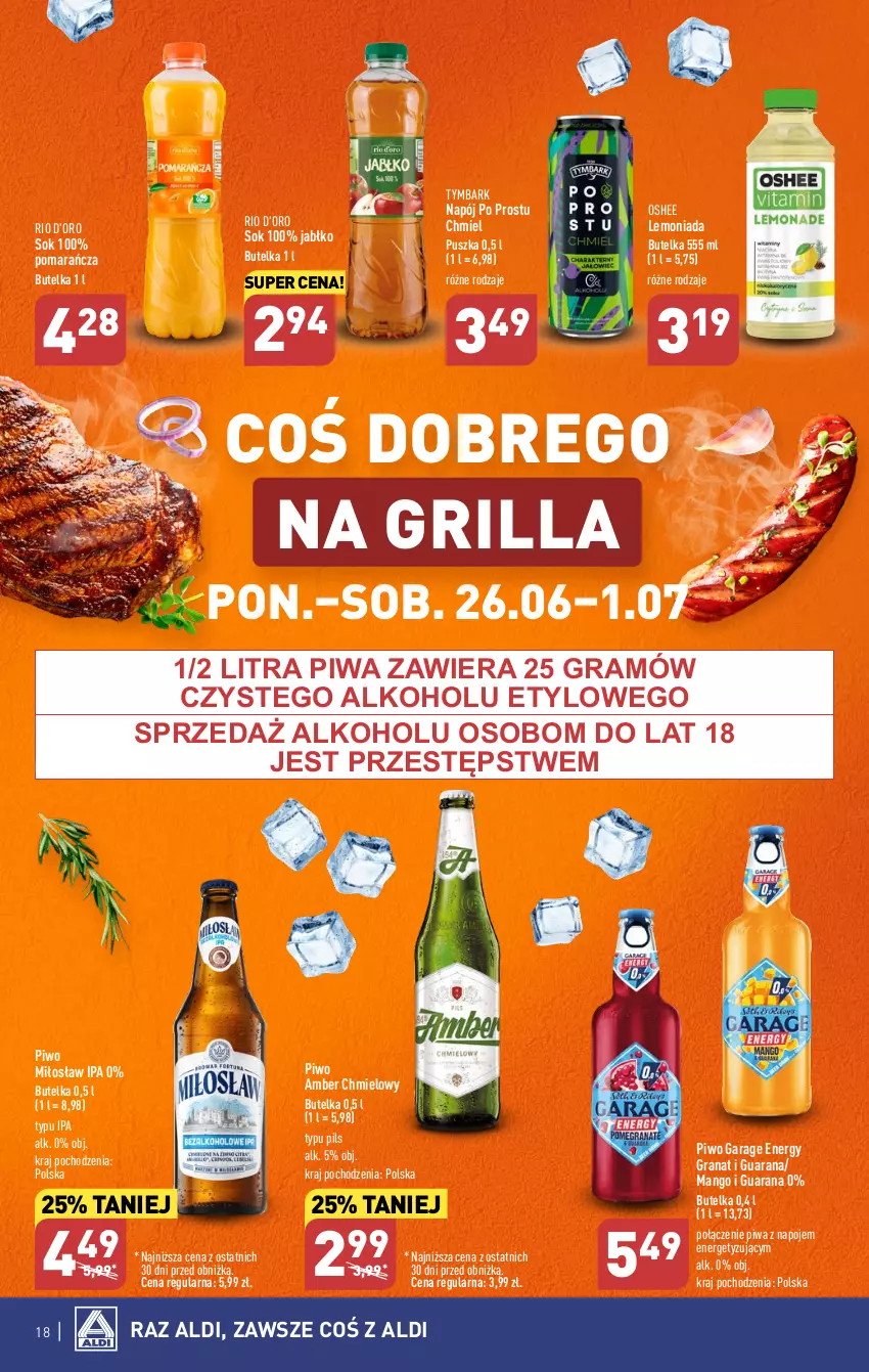 Gazetka promocyjna Aldi - Pełen katalog od 26.06 - ważna 26.06 do 01.07.2023 - strona 18 - produkty: Gra, Granat, Grill, Lemoniada, Mango, Napój, Napoje, Oshee, Piwa, Piwo, Sok, Tymbark