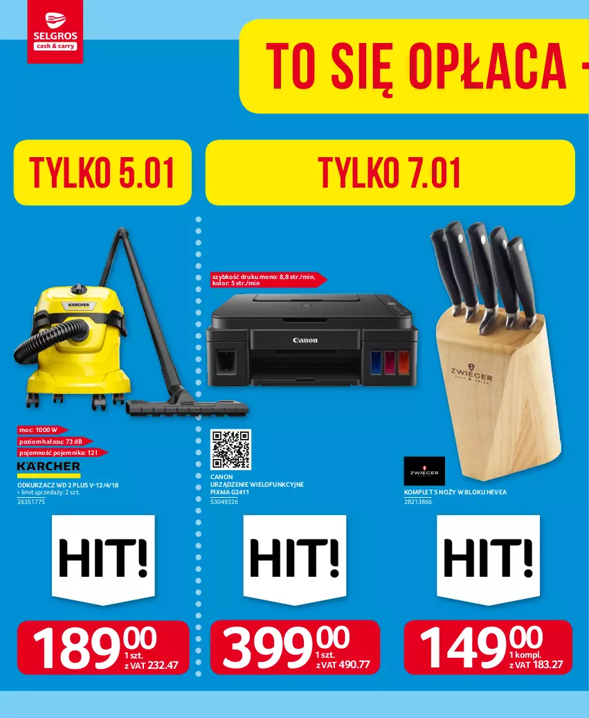 Gazetka promocyjna Selgros - Oferta przemysłowa - ważna 05.01 do 18.01.2023 - strona 2 - produkty: Canon, Noż, Odkurzacz, Pojemnik, Urządzenie wielofunkcyjne