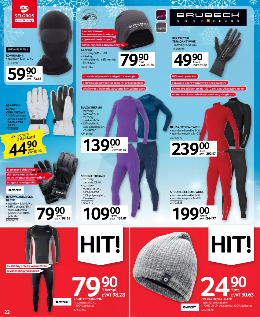 Gazetka promocyjna Selgros - Oferta przemysłowa - ważna 05.01 do 18.01.2023 - strona 22 - produkty: Bluza, Czapka, Hi-Tec, LG, Rękawice, Spodnie