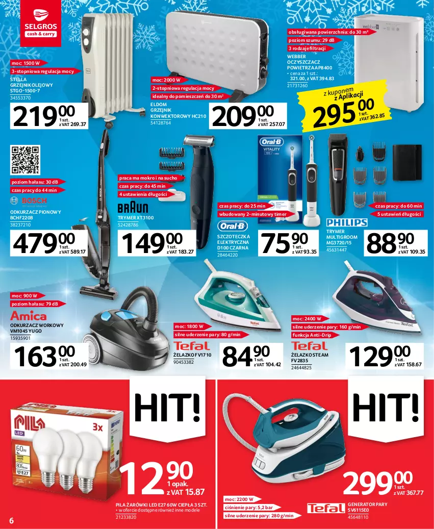 Gazetka promocyjna Selgros - Oferta przemysłowa - ważna 05.01 do 18.01.2023 - strona 6 - produkty: Generator pary, Grzejnik, Grzejnik konwektorowy, Oczyszczacz powietrza, Odkurzacz, Olej, Szczoteczka, Top