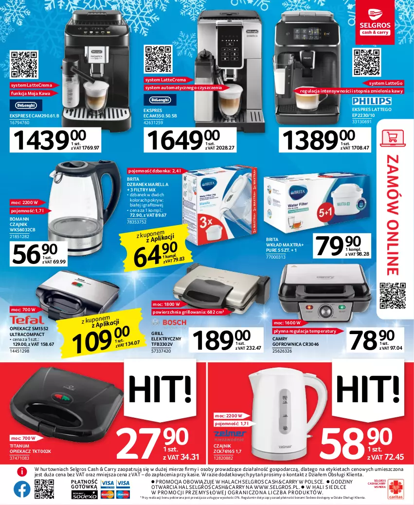 Gazetka promocyjna Selgros - Oferta przemysłowa - ważna 05.01 do 18.01.2023 - strona 7 - produkty: Brit, Brita, Czajnik, Dzbanek, Gofrownica, Gra, Grill, Kawa, LG, Pur, Sok, Top