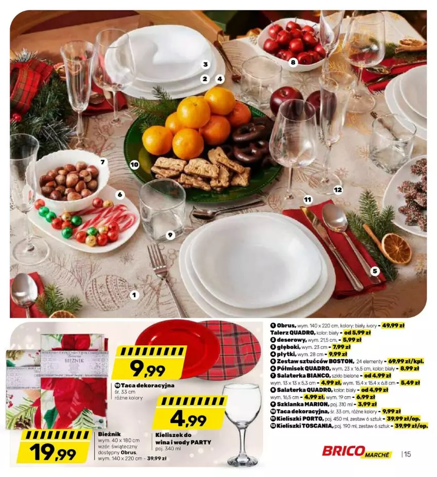 Gazetka promocyjna Bricomarche - ważna 15.11 do 24.11.2023 - strona 7 - produkty: Bieżnik, Kieliszek, Obrus, Salaterka, Szklanka, Taca