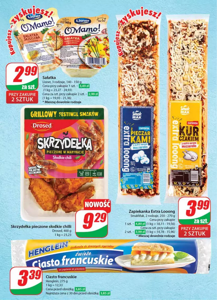 Gazetka promocyjna Dino - Gazetka 32 / 2024 - ważna 07.08 do 13.08.2024 - strona 40 - produkty: Ciasto francuskie, Grill, Lisner, Piec, Sałat, Sałatka, Skrzydełka pieczone, Zapiekanka