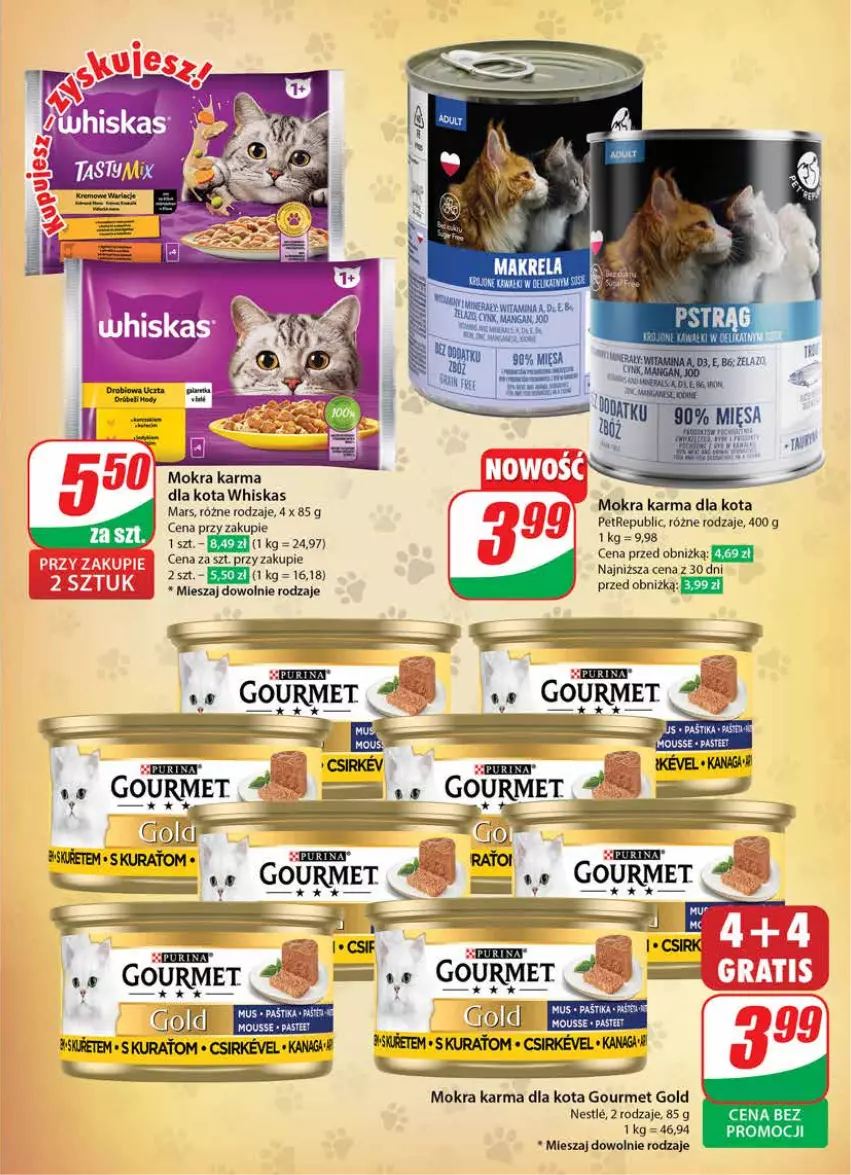 Gazetka promocyjna Dino - Gazetka 32 / 2024 - ważna 07.08 do 13.08.2024 - strona 57 - produkty: Gourmet Gold, Gra, Mars, Mokra karma, Mus, Whiskas