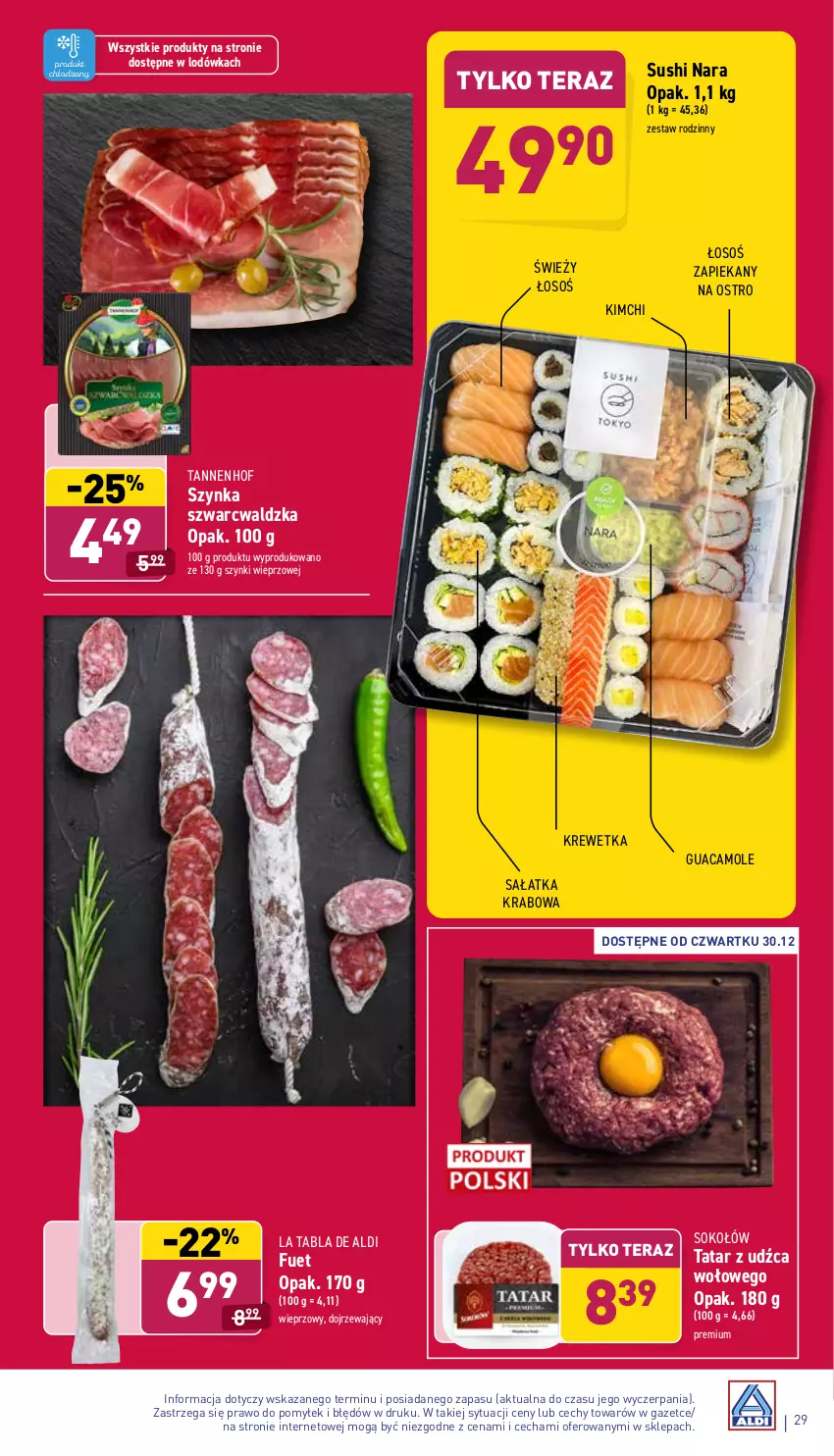 Gazetka promocyjna Aldi - Pełny katalog - ważna 27.12 do 31.12.2021 - strona 29 - produkty: Amol, Lodówka, Sałat, Sałatka, Sok, Sokołów, Sushi, Szynka, Tera