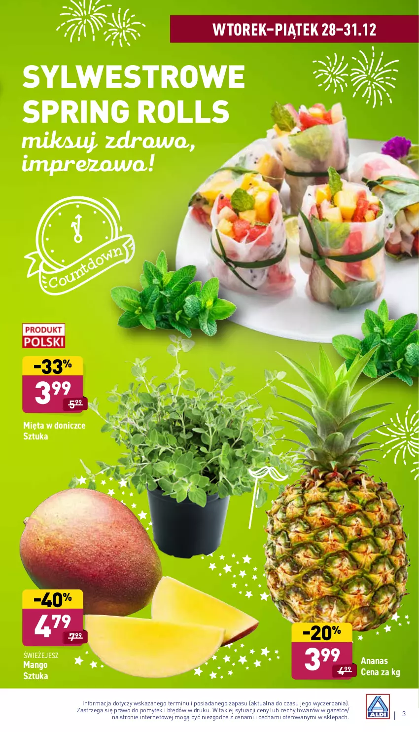 Gazetka promocyjna Aldi - Pełny katalog - ważna 27.12 do 31.12.2021 - strona 3 - produkty: Ananas, Mango, Mięta