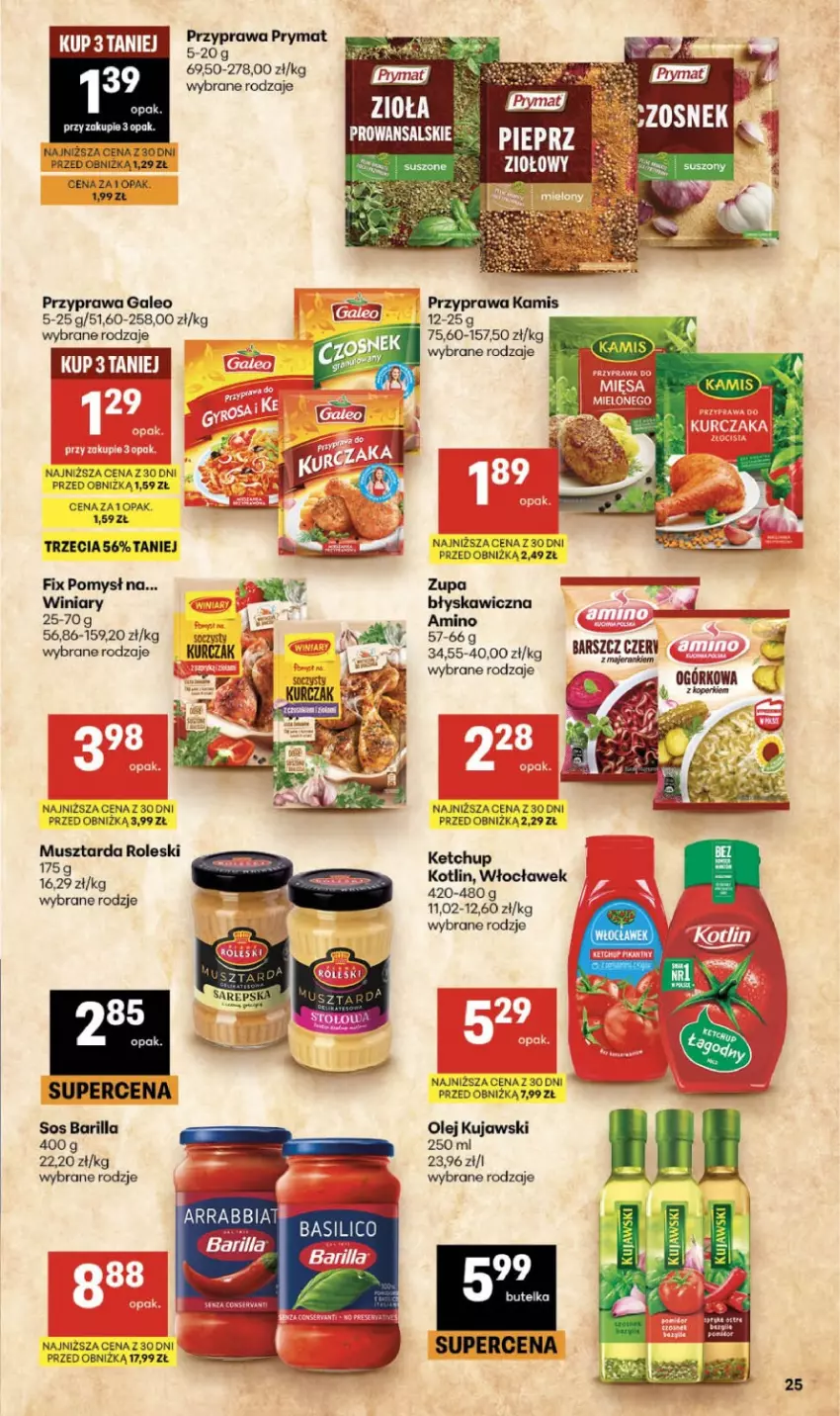 Gazetka promocyjna Delikatesy Centrum - Franczyza DC35 Czwartek - ważna 27.08 do 02.09.2026 - strona 25 - produkty: Barilla, Kamis, Ketchup, Kotlin, Kujawski, Kurczak, Mus, Musztarda, Olej, Prymat, Sos, Winiary, Zupa
