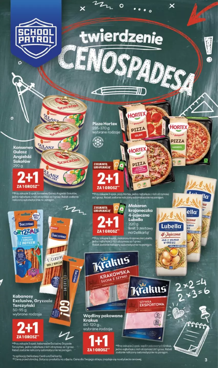 Gazetka promocyjna Delikatesy Centrum - Franczyza DC35 Czwartek - ważna 27.08 do 02.09.2026 - strona 3 - produkty: Bell, Bella, Gry, Hortex, Kabanos, Krakus, Lubella, Makaron, Rum, Sok, Sokołów, Tarczyński