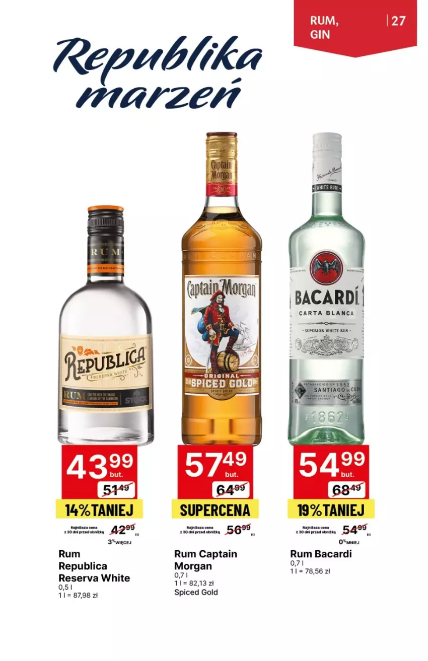 Gazetka promocyjna Delikatesy Centrum - DeliBarek DC01-DC03 - ważna 18.01 do 31.01.2024 - strona 27 - produkty: Bacardi, Captain Morgan, Rum, Ser