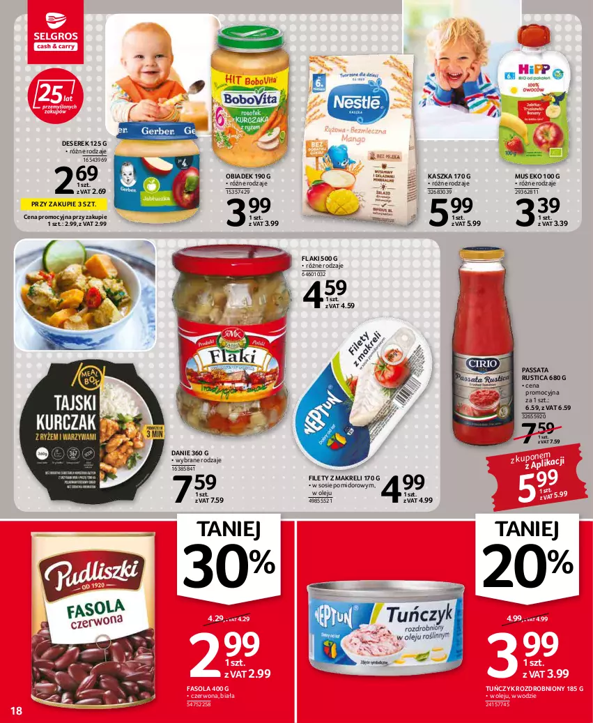 Gazetka promocyjna Selgros - Oferta spożywcza - ważna 19.05 do 01.06.2022 - strona 18 - produkty: Deser, Fa, Fasola, Flaki, Mus, Olej, Rust, Ser, Serek, Sos, Tuńczyk