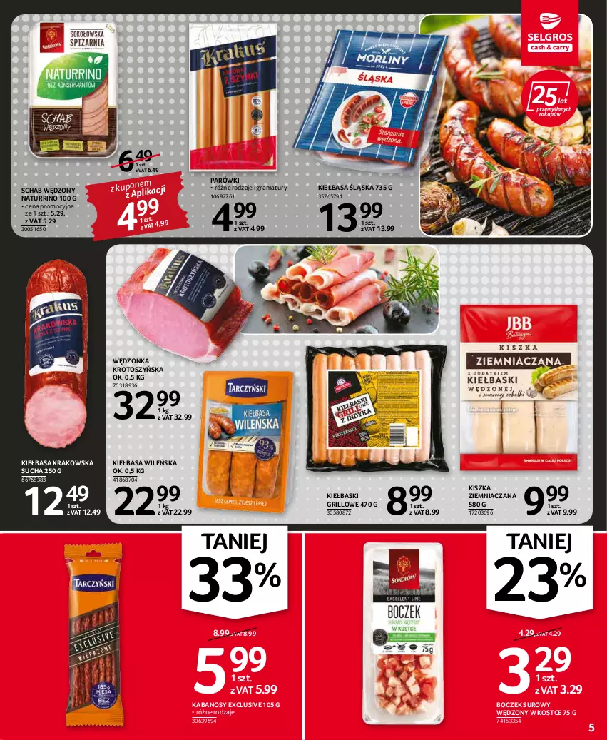 Gazetka promocyjna Selgros - Oferta spożywcza - ważna 19.05 do 01.06.2022 - strona 5 - produkty: Boczek, Gra, Grill, Kabanos, Kiełbasa, Kiełbasa krakowska, Kiełbasa śląska, Parówki, Rama