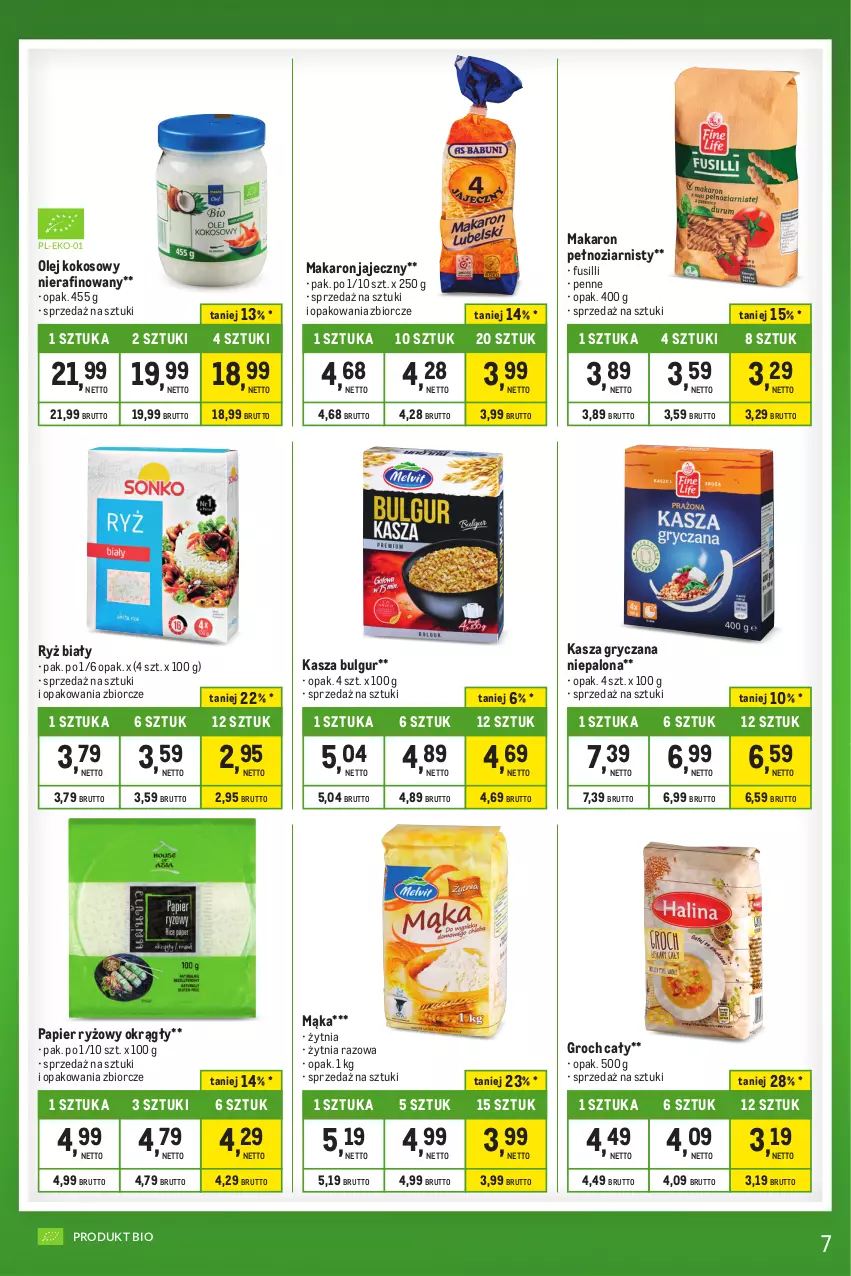 Gazetka promocyjna Makro - Kupujesz więcej płacisz mniej - oferta z alkoholem - ważna 31.10 do 27.11.2023 - strona 7 - produkty: Bulgur, Groch, Gry, Kasza, Kasza gryczana, Kokos, LG, Mąka, Makaron, Olej, Olej kokosowy, Papier, Papier ryżowy, Penne, Ryż, Ryż biały