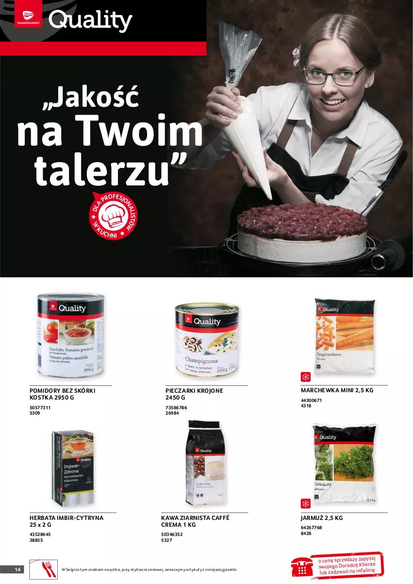 Gazetka promocyjna Selgros - Oferta gastronomiczna - ważna 01.01 do 31.01.2021 - strona 14 - produkty: Herbata, Imbir, Jarmuż, Kawa, Kawa ziarnista, LG, Marchewka, Piec, Pieczarki krojone, Pomidory, Talerz