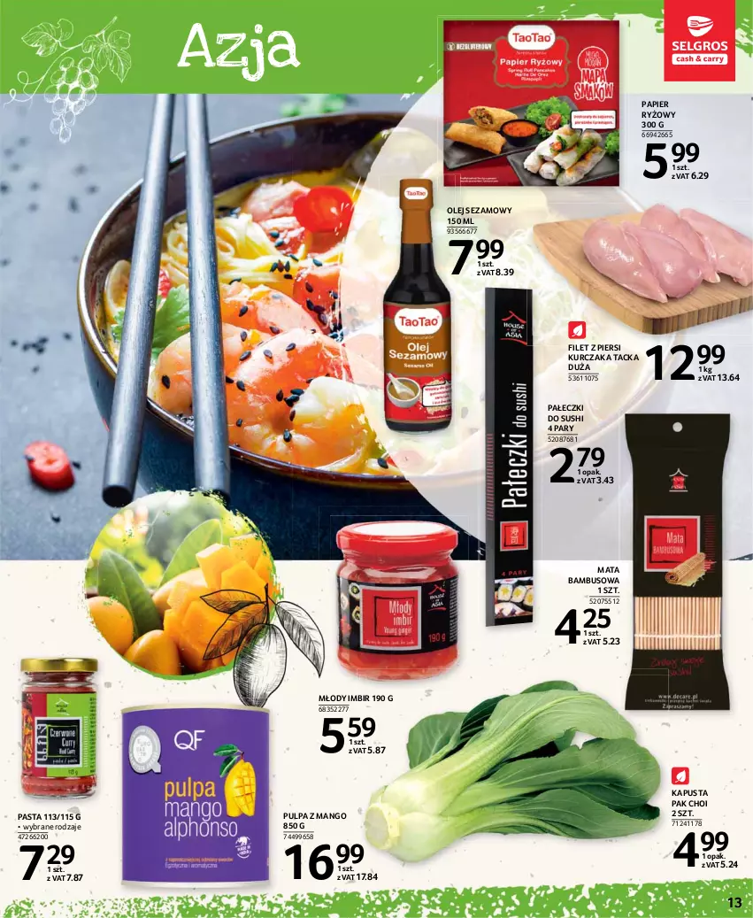 Gazetka promocyjna Selgros - Katalog Kuchnie Świata - ważna 05.11.2020 do 14.02.2021 - strona 13 - produkty: Filet z piersi kurczaka, Imbir, Kurczak, Mango, Mata bambusowa, Olej, Olej sezamowy, Papier, Papier ryżowy, Ryż, Sezam, Sushi