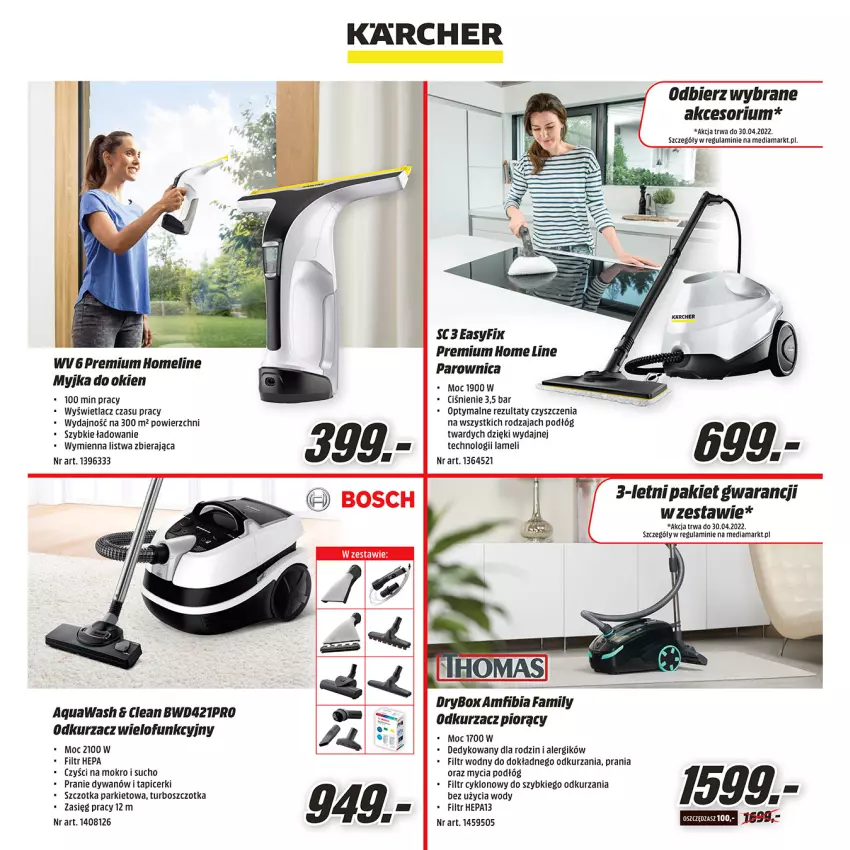 Gazetka promocyjna Media Markt - Gazetka Media Markt - ważna 08.04 do 30.04.2022 - strona 19 - produkty: Bosch, Dywan, Fa, Listwa, Myjka do okien, Odkurzacz, Szczotka