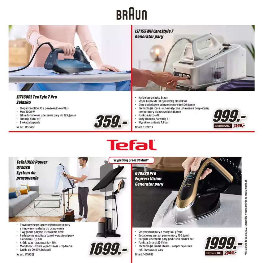 Gazetka promocyjna Media Markt - Gazetka Media Markt - ważna 08.04 do 30.04.2022 - strona 20 - produkty: Braun, Fa, Generator pary, Mobil, Piec, Sok, Tefal, Top