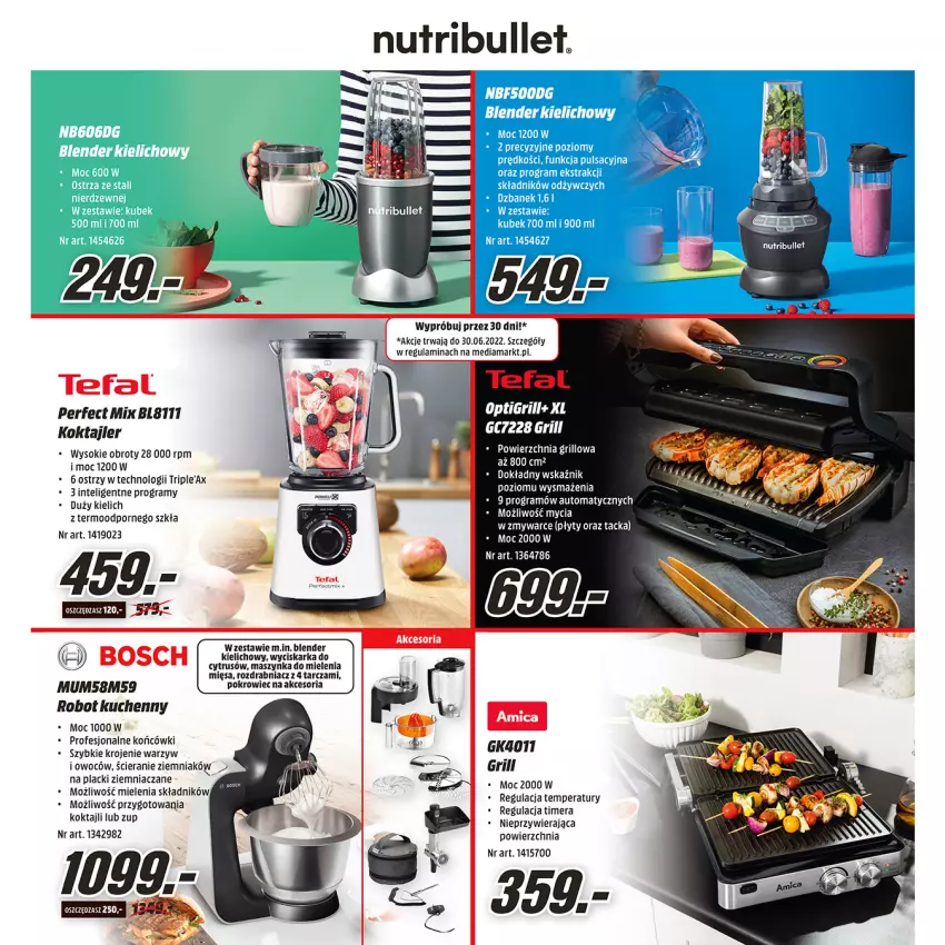 Gazetka promocyjna Media Markt - Gazetka Media Markt - ważna 08.04 do 30.04.2022 - strona 8 - produkty: Blender, Bosch, Fa, Gra, Grill, Intel, Lack, Maszynka, Maszynka do mielenia, Pokrowiec, Por, Robot, Rozdrabniacz, Sok, Szynka, Wyciskarka