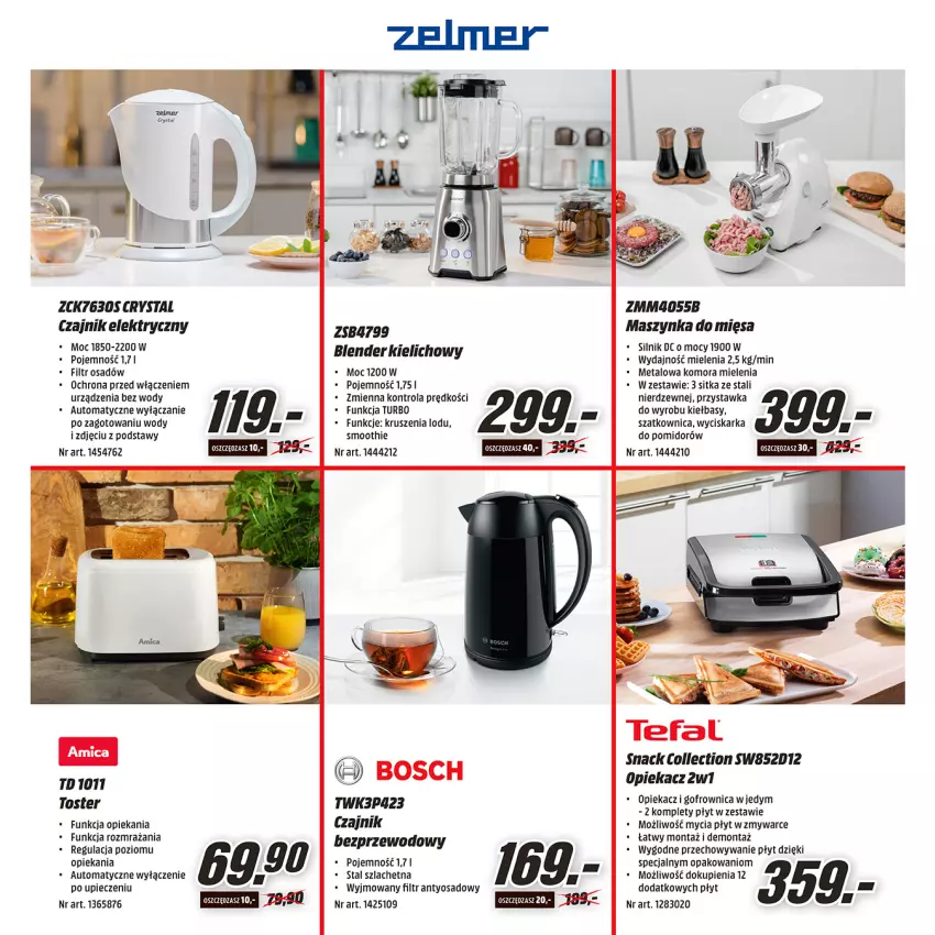 Gazetka promocyjna Media Markt - Gazetka Media Markt - ważna 08.04 do 30.04.2022 - strona 9 - produkty: Blender, Czajnik, Czajnik elektryczny, Gofrownica, Maszynka, Piec, Smoothie, Szatkownica, Szynka, Toster, Wyciskarka