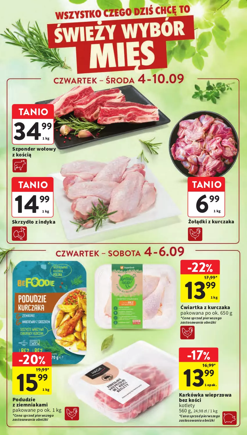 Gazetka promocyjna Intermarche - Gazetka Intermarche - ważna 04.09 do 10.09.2025 - strona 14 - produkty: Karkówka wieprzowa, Kotlet, Kurczak, Szponder wołowy