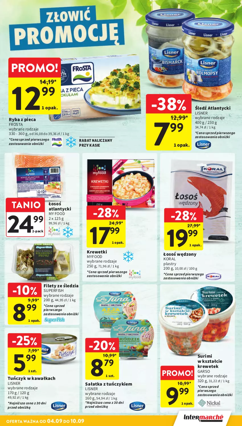 Gazetka promocyjna Intermarche - Gazetka Intermarche - ważna 04.09 do 10.09.2025 - strona 19 - produkty: Frosta, Kawa, Krewetki, Lisner, Piec, Ryba, Sałat, Sałatka, Surimi, Tuńczyk