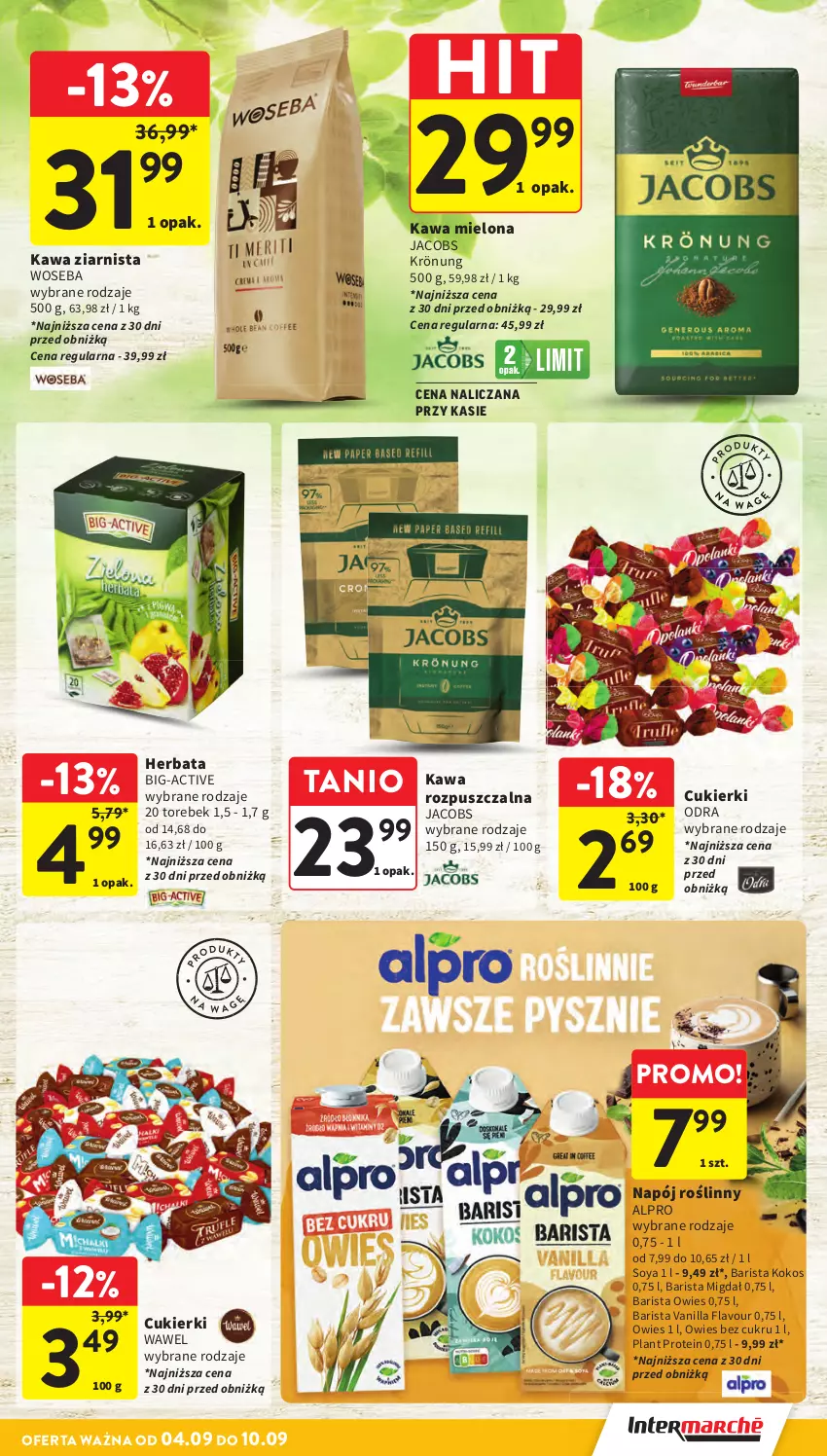 Gazetka promocyjna Intermarche - Gazetka Intermarche - ważna 04.09 do 10.09.2025 - strona 27 - produkty: Alpro, Cukier, Cukierki, Herbata, Jacobs, Jacobs Krönung, Kawa, Kawa mielona, Kawa rozpuszczalna, Kawa ziarnista, Kokos, Napój, Napój roślinny, Wawel, Woseba