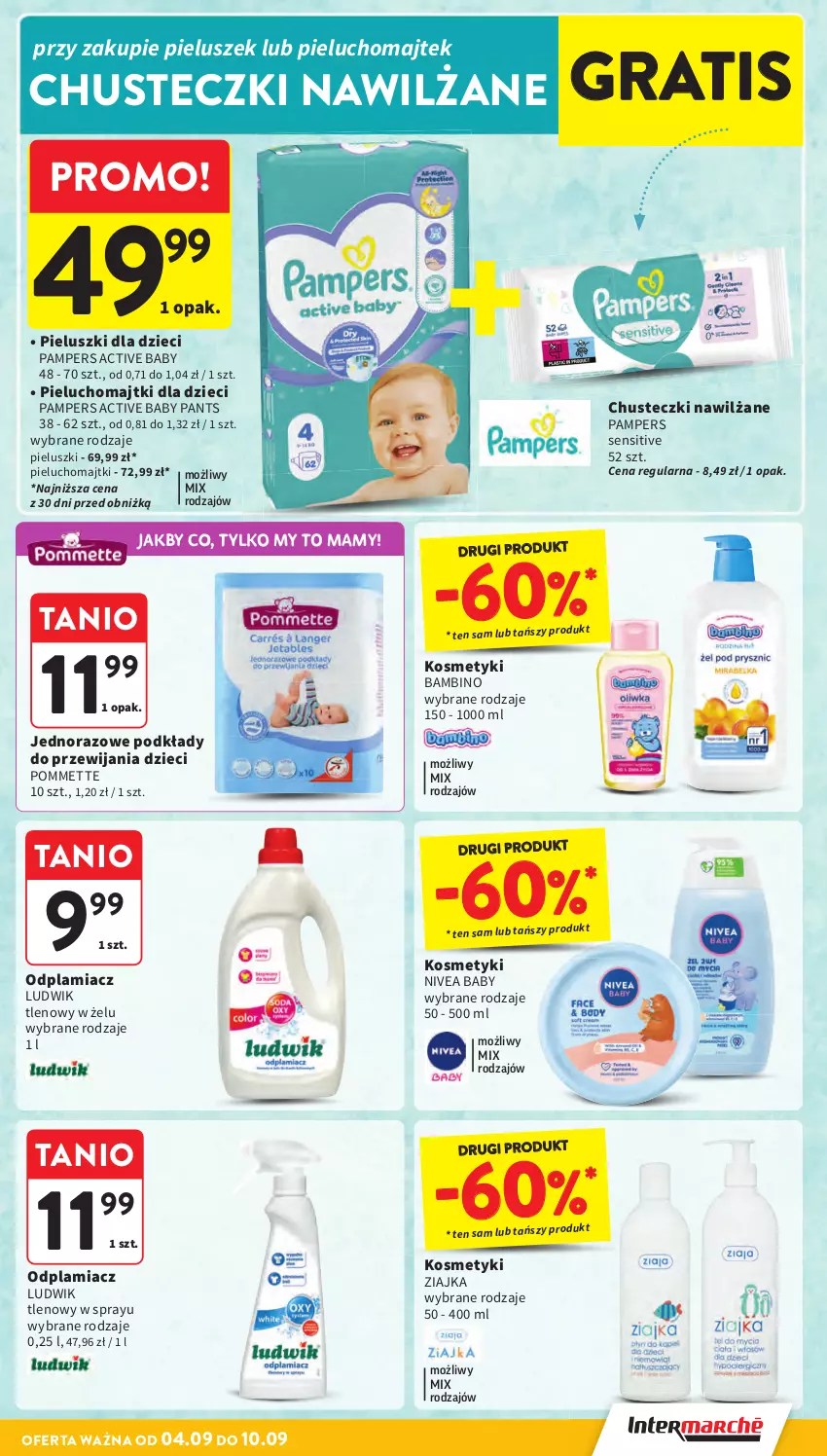 Gazetka promocyjna Intermarche - Gazetka Intermarche - ważna 04.09 do 10.09.2025 - strona 31 - produkty: Chusteczki, Dzieci, Gra, Ludwik, Majtki, Nivea, Nivea Baby, Odplamiacz, Pampers, Pieluchomajtki, Podkład, Ziajka