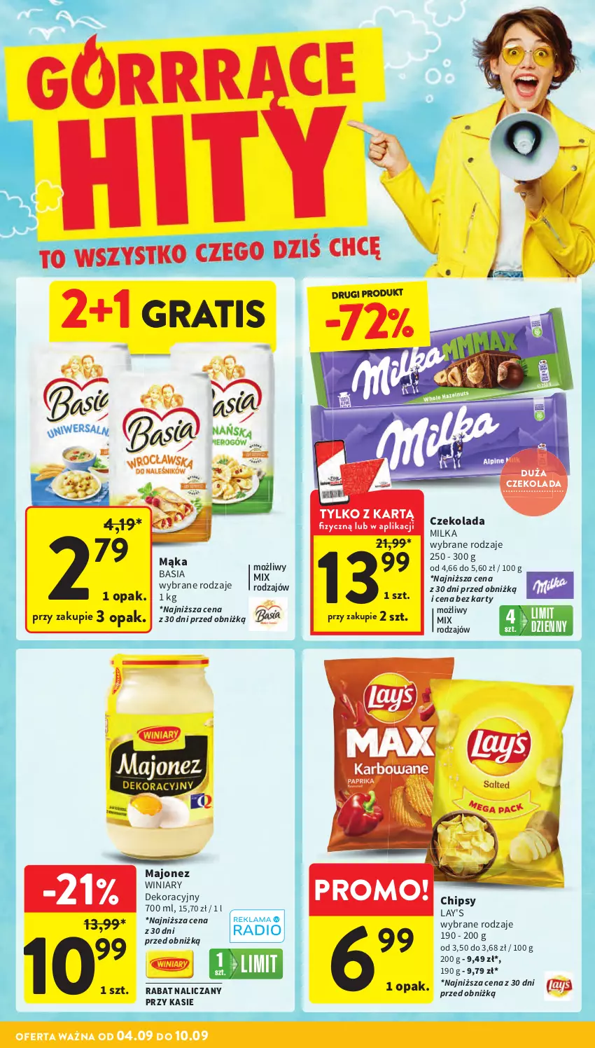Gazetka promocyjna Intermarche - Gazetka Intermarche - ważna 04.09 do 10.09.2025 - strona 6 - produkty: Basia, Chipsy, Czekolada, Gra, Majonez, Mąka, Milka, Winiary