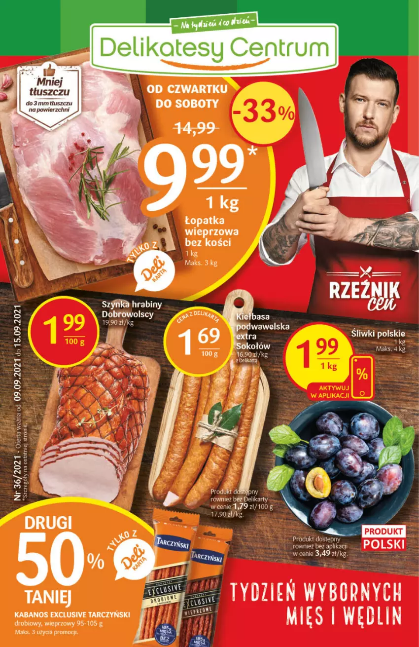 Gazetka promocyjna Delikatesy Centrum - Gazetka Delikatesy Centrum - ważna 09.09 do 15.09.2021 - strona 1 - produkty: Kabanos, Rum, Szynka, Tarczyński, Wawel