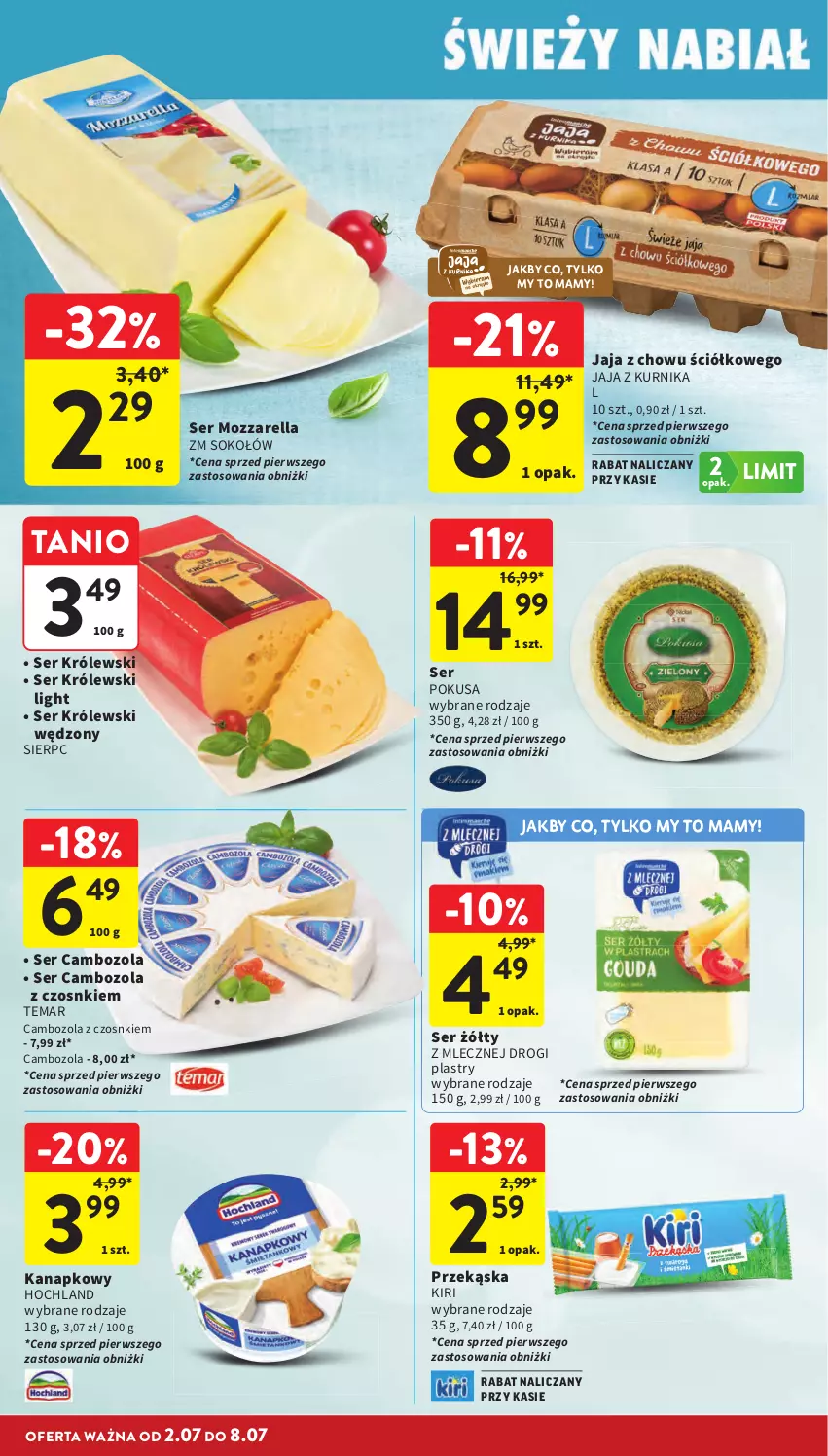 Gazetka promocyjna Intermarche - Gazetka Intermarche - ważna 02.07 do 08.07.2026 - strona 18 - produkty: Hochland, Jaja, Królewski, Mozzarella, Ser, Sok, Sokołów