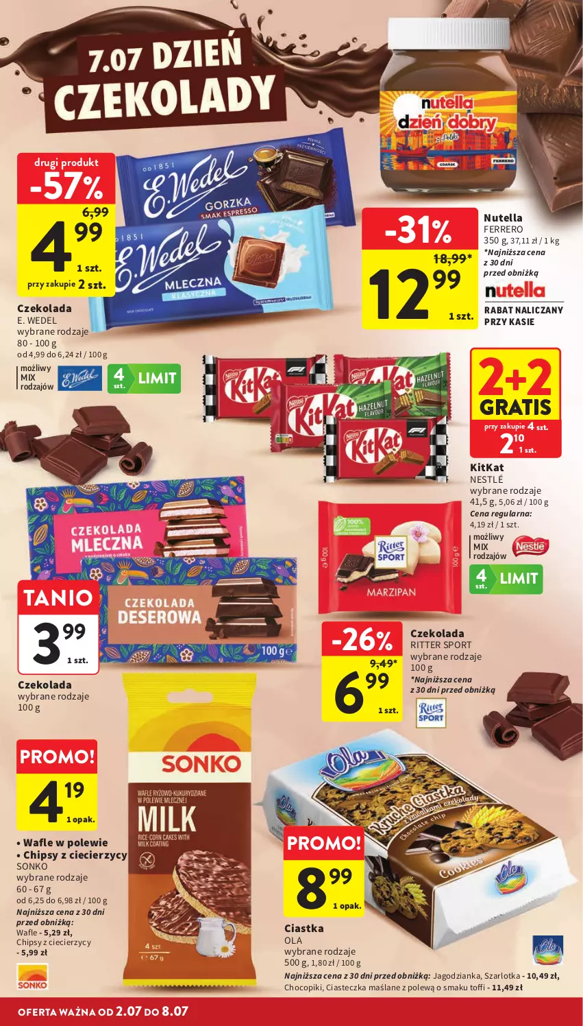 Gazetka promocyjna Intermarche - Gazetka Intermarche - ważna 02.07 do 08.07.2026 - strona 24 - produkty: Chipsy, Ciastka, Czekolada, E. Wedel, Ferrero, Gra, Jagodzianka, Nestlé, Nutella, Por, Ritter Sport, Sonko, Sport, Szarlotka, Wafle
