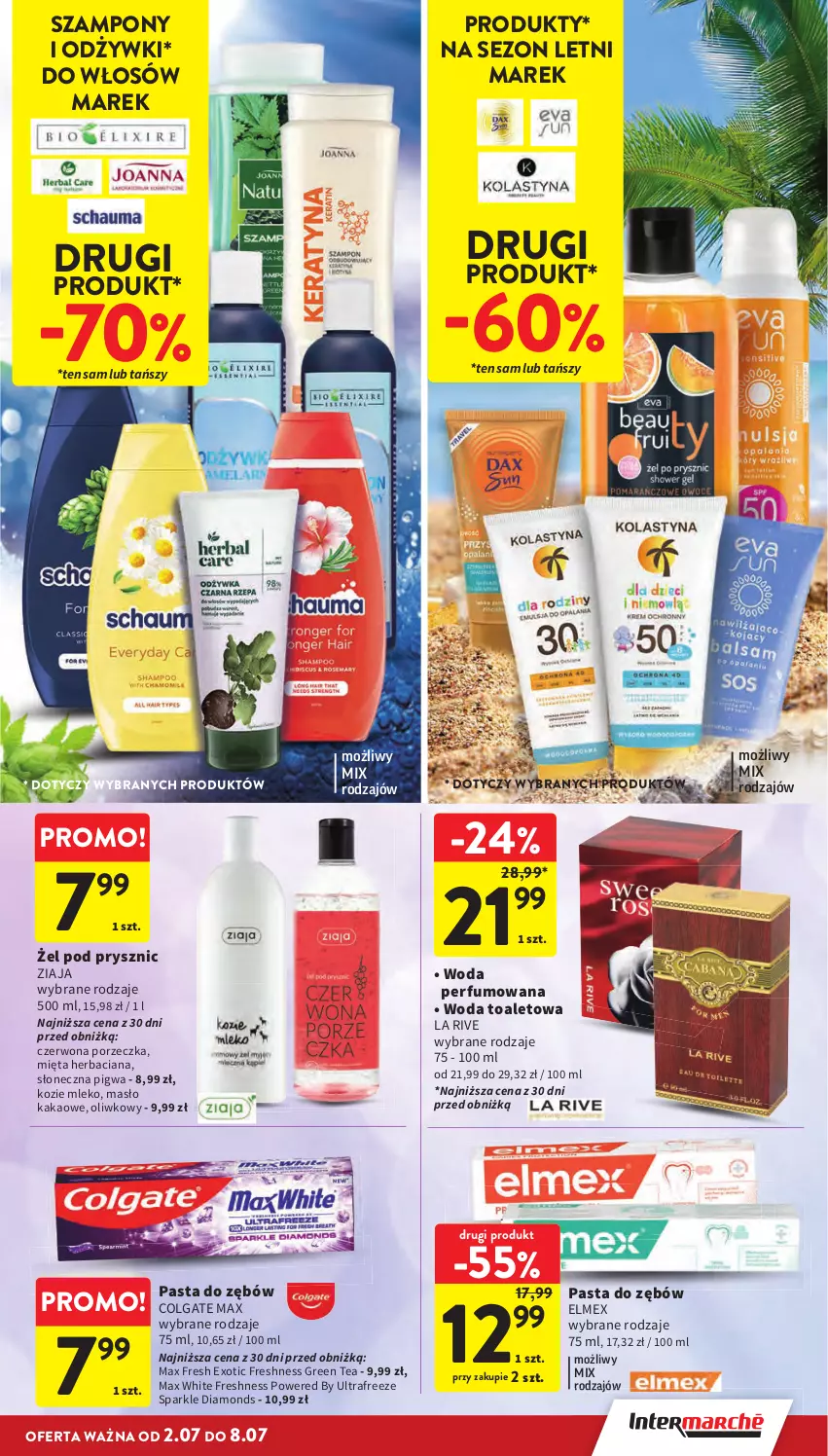 Gazetka promocyjna Intermarche - Gazetka Intermarche - ważna 02.07 do 08.07.2026 - strona 35 - produkty: Colgate, Elmex, Kakao, La Rive, LG, Masło, Mięta, Mleko, Pasta do zębów, Perfum, Por, Szampon, Woda, Woda perfumowana, Woda toaletowa, Ziaja