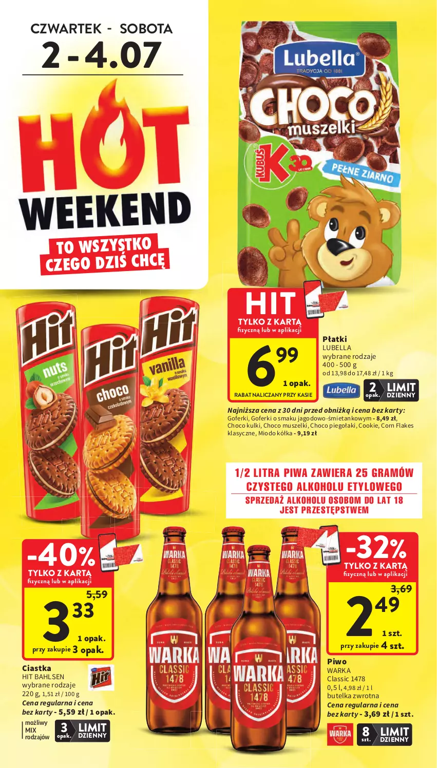 Gazetka promocyjna Intermarche - Gazetka Intermarche - ważna 02.07 do 08.07.2026 - strona 4 - produkty: Bell, Bella, Ciastka, Corn flakes, Gra, Lubella, Mus, Piwa, Piwo, Warka