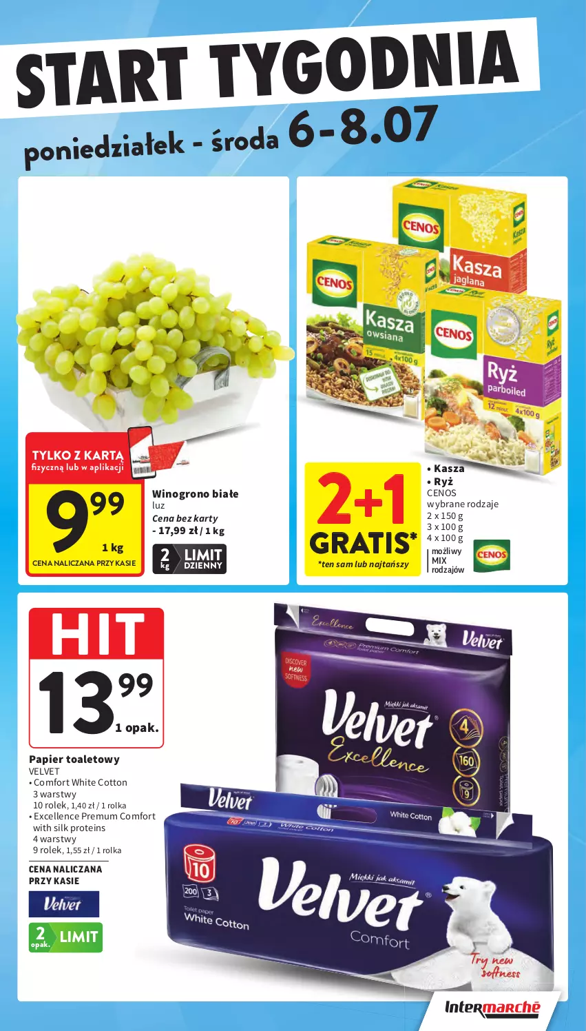 Gazetka promocyjna Intermarche - Gazetka Intermarche - ważna 02.07 do 08.07.2026 - strona 43 - produkty: Cenos, Gra, Kasza, Papier, Papier toaletowy, Ryż, Velvet, Wino
