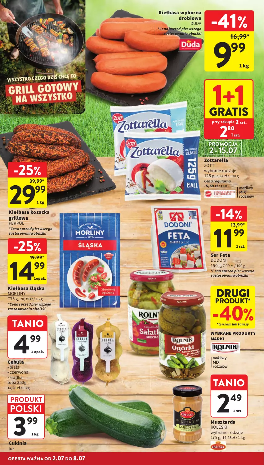 Gazetka promocyjna Intermarche - Gazetka Intermarche - ważna 02.07 do 08.07.2026 - strona 8 - produkty: Cebula, Duda, Feta, Gra, Grill, Kiełbasa, Kiełbasa śląska, Morliny, Mus, Musztarda, Pekpol, Ser, Zott, Zottarella