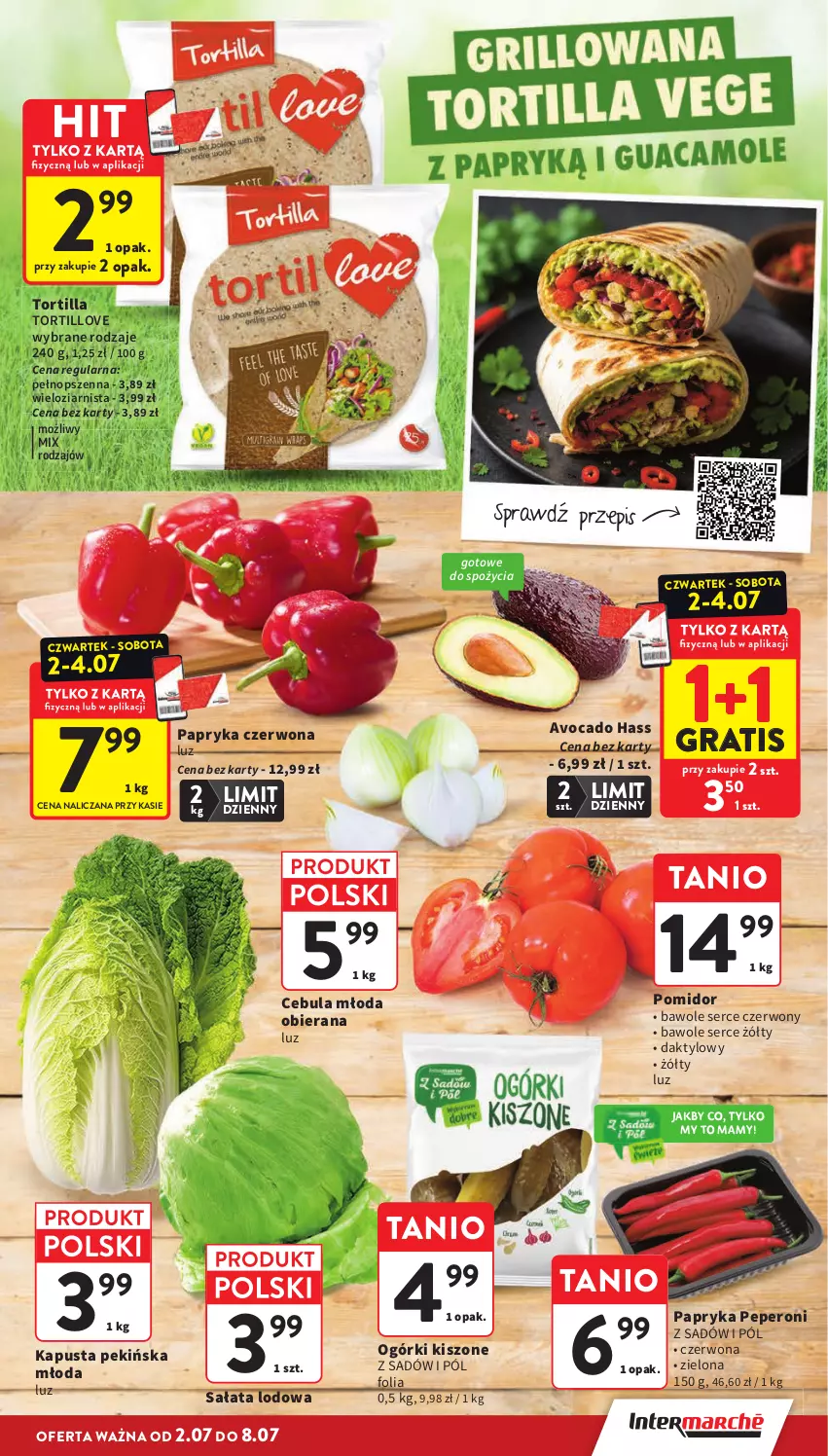 Gazetka promocyjna Intermarche - Gazetka Intermarche - ważna 02.07 do 08.07.2026 - strona 9 - produkty: Avocado, Cebula, Gra, Papryka, Papryka czerwona, Sałat, Sałata lodowa, Ser, Tortilla