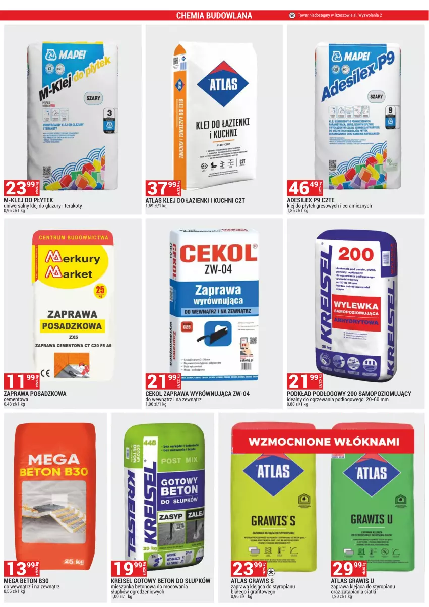 Gazetka promocyjna Merkury Market - ważna 02.04 do 30.04.2024 - strona 16 - produkty: Cement, Gra, Gres, Klej, LANA, Lazur, Mop, Podkład, Podkład podłogowy, Rum, Tera