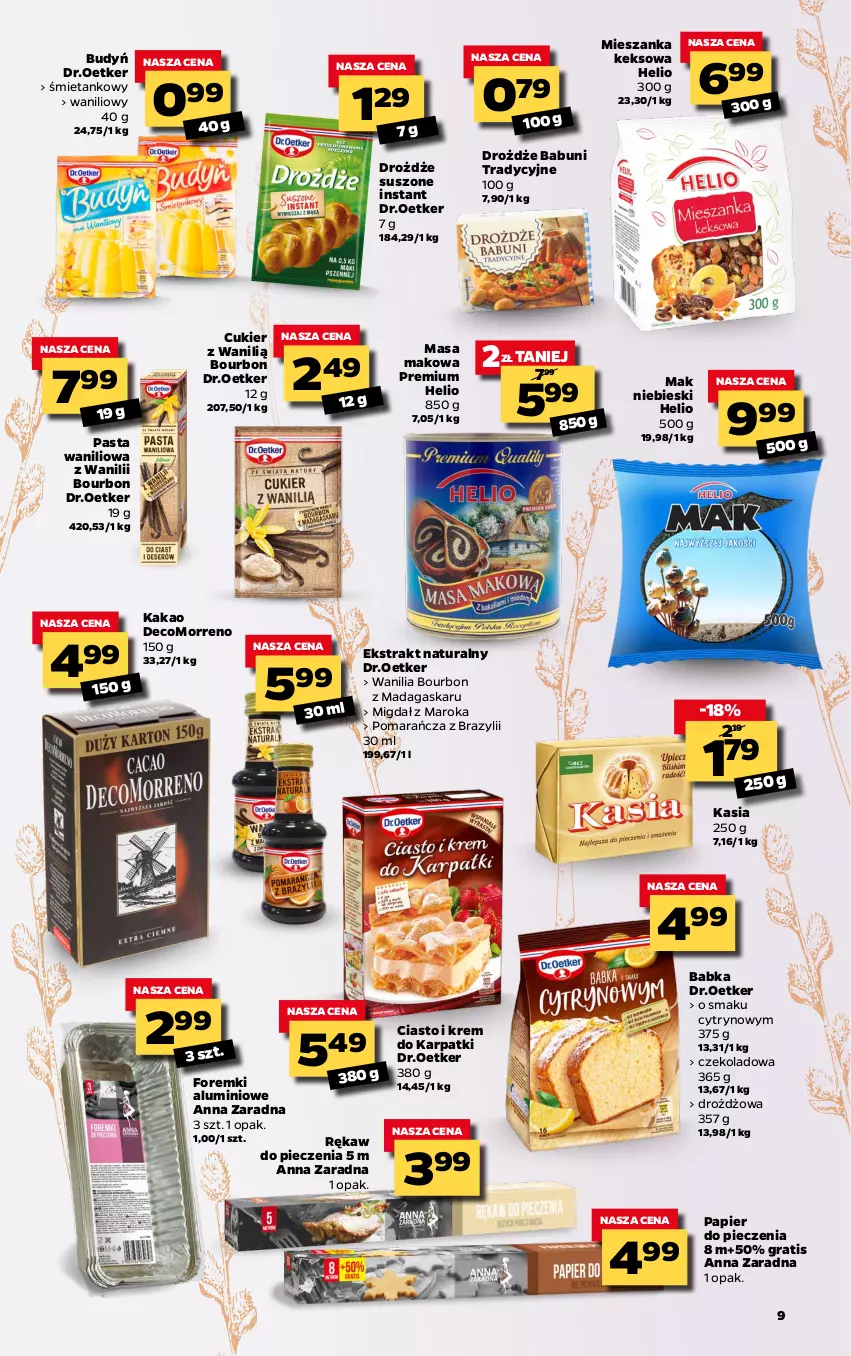 Gazetka promocyjna Netto - Gazetka spożywcza - ważna 22.03 do 28.03.2021 - strona 9 - produkty: Babka, Babuni, Bourbon, Budyń, Cukier, Drożdże, Foremki, Gra, Helio, Kakao, Karp, Kasia, Krem do karpatki, O nas, Papier, Papier do pieczenia, Piec, Rękaw do pieczenia