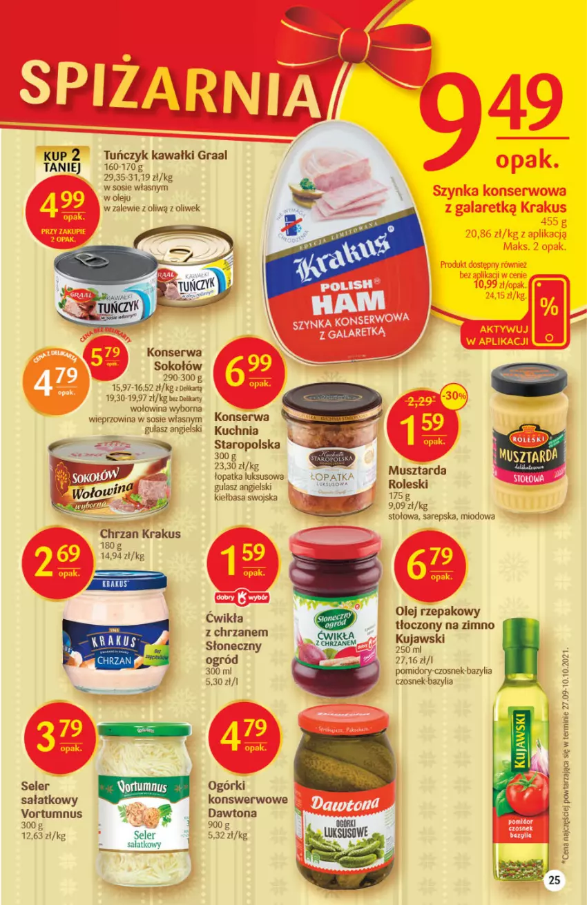 Gazetka promocyjna Delikatesy Centrum - Gazetka DC48 n. fresh - ważna 02.12 do 08.12.2021 - strona 25 - produkty: Bazyl, Bazylia, Chrzan, Czosnek, Dawtona, Gra, Graal, Kawa, Kiełbasa, Krakus, Kuchnia, Kujawski, Mus, Musztarda, Ogród, Olej, Olej rzepakowy, Pomidory, Sałat, Ser, Sok, Sokołów, Sos, Tuńczyk, Wieprzowina, Wołowina