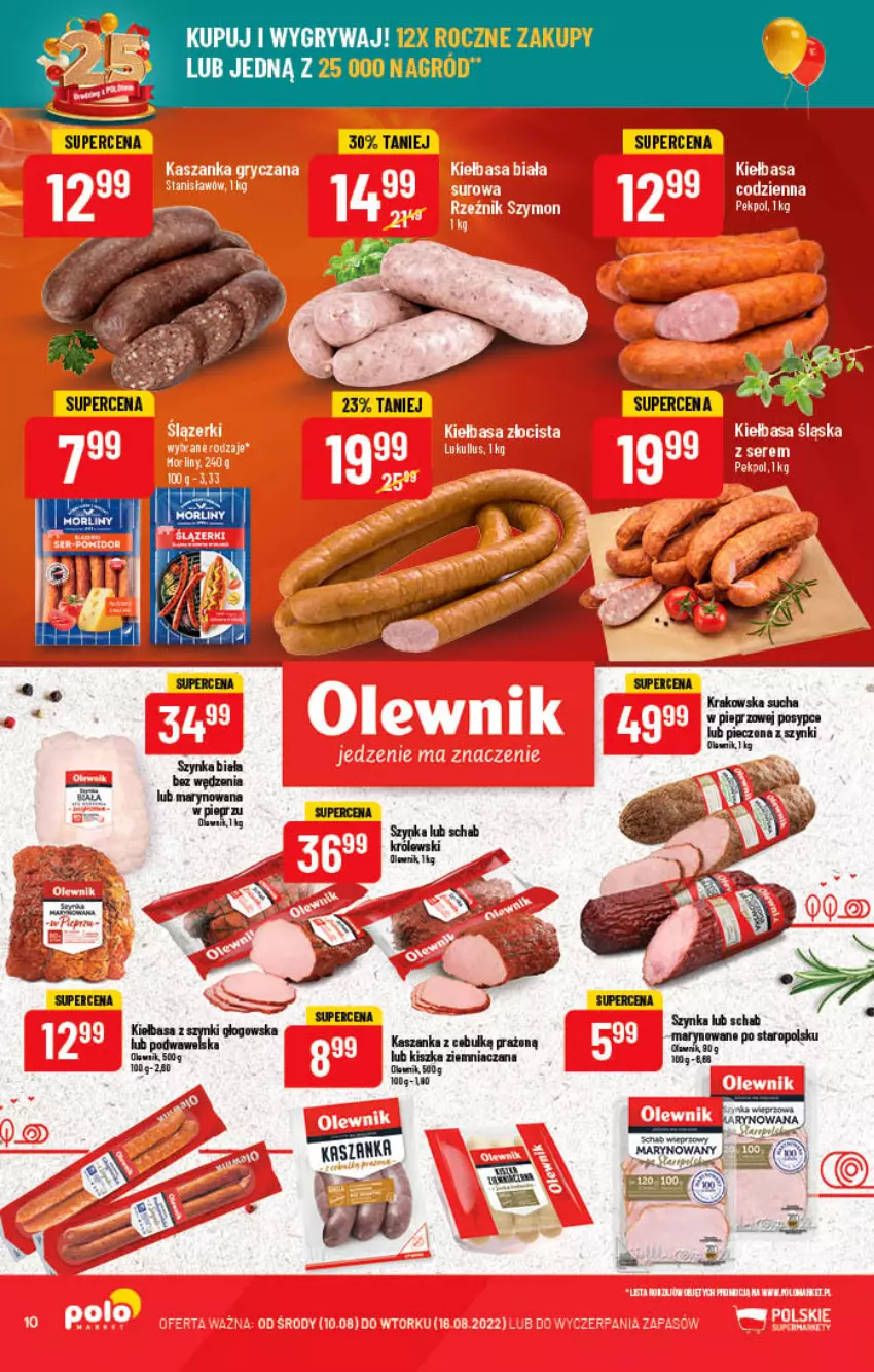 Gazetka promocyjna PoloMarket - Gazetka pomocyjna - ważna 10.08 do 16.08.2022 - strona 10 - produkty: Gry, Kasza, Kaszanka, Królewski, Olewnik, Piec, Pieprz, Szynka, Szynka biała