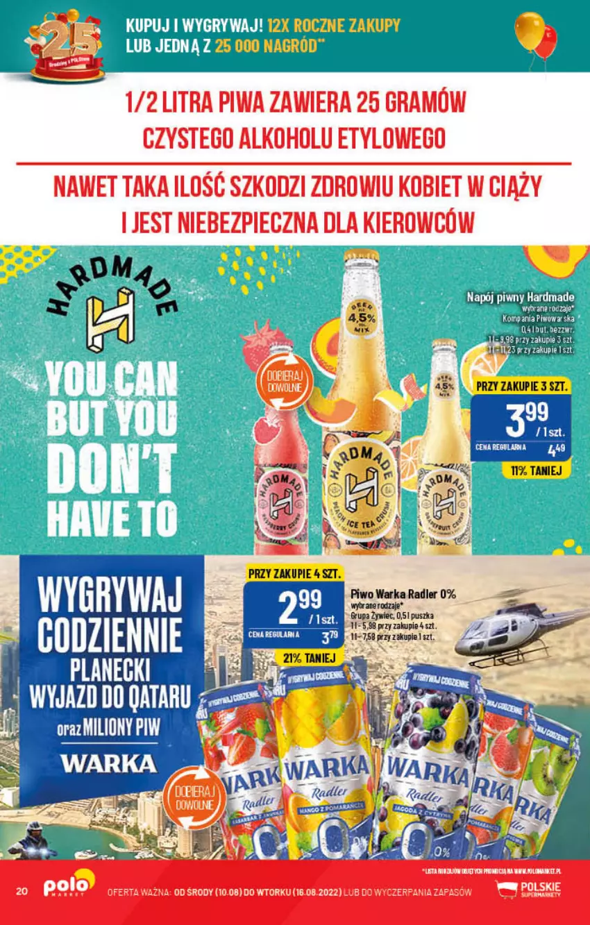 Gazetka promocyjna PoloMarket - Gazetka pomocyjna - ważna 10.08 do 16.08.2022 - strona 20 - produkty: Gra, Piec, Piwa, Piwo, Radler, Warka