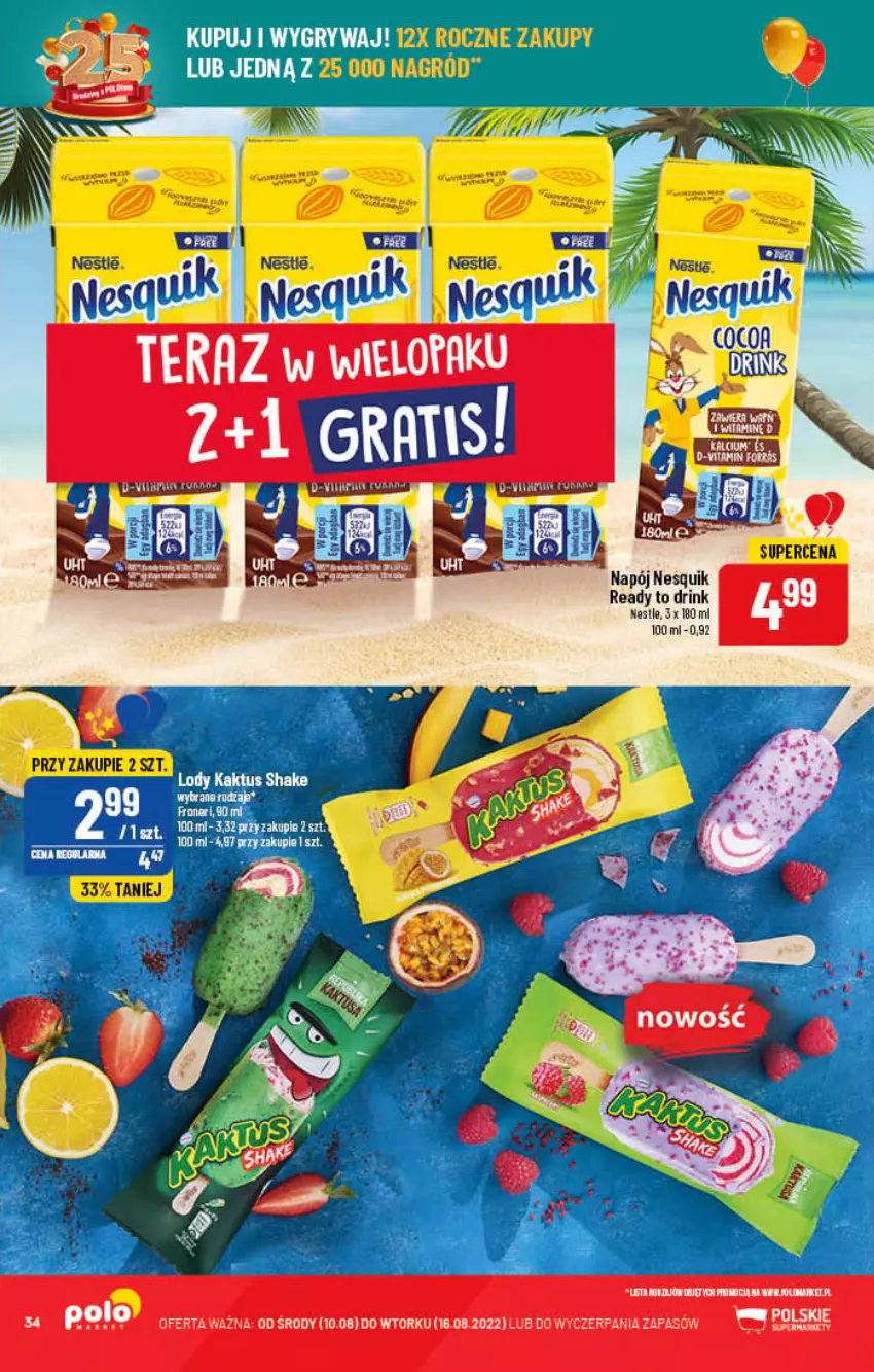 Gazetka promocyjna PoloMarket - Gazetka pomocyjna - ważna 10.08 do 16.08.2022 - strona 34 - produkty: Gry, Kaktus, Lody, Napój, Nesquik