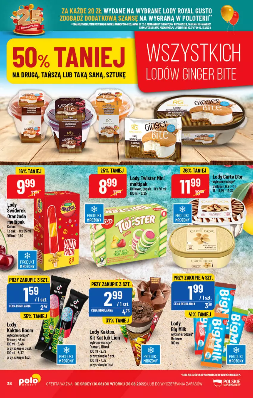 Gazetka promocyjna PoloMarket - Gazetka pomocyjna - ważna 10.08 do 16.08.2022 - strona 38 - produkty: Big Milk, Gra, Kaktus, Kit Kat, Lion, Lody