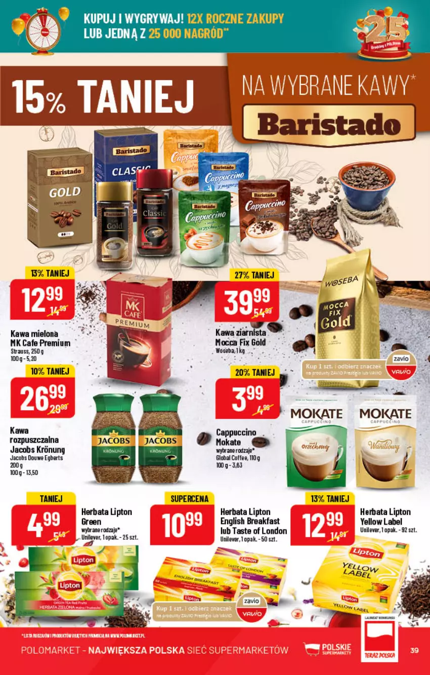 Gazetka promocyjna PoloMarket - Gazetka pomocyjna - ważna 10.08 do 16.08.2022 - strona 39 - produkty: Cappuccino, Fa, Gry, Herbata, Jacobs, Kawa, Kawa mielona, Lipton, Mocca Fix Gold, Woseba