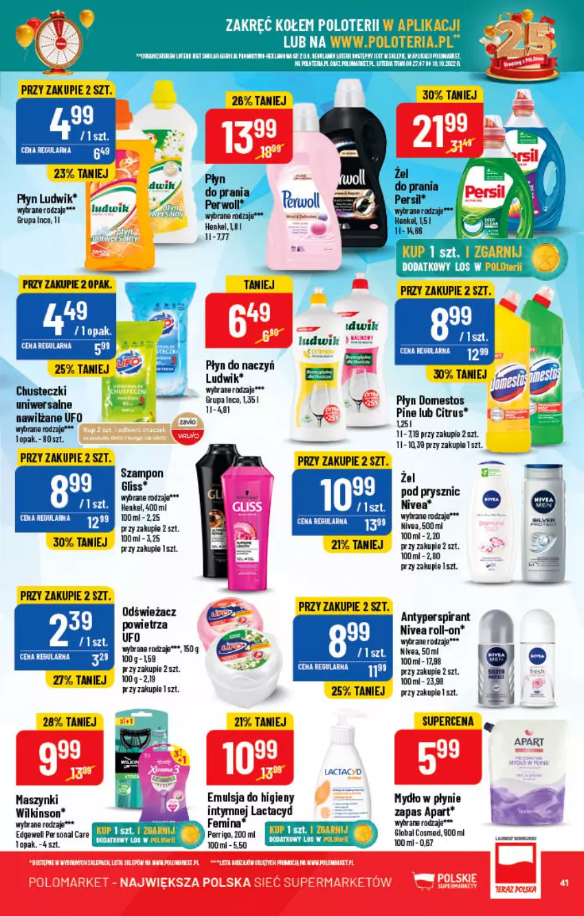 Gazetka promocyjna PoloMarket - Gazetka pomocyjna - ważna 10.08 do 16.08.2022 - strona 41 - produkty: Antyperspirant, Chusteczki, Emulsja, Fa, Lactacyd, Ludwik, Mydło, Mydło w płynie, Nivea, Szampon