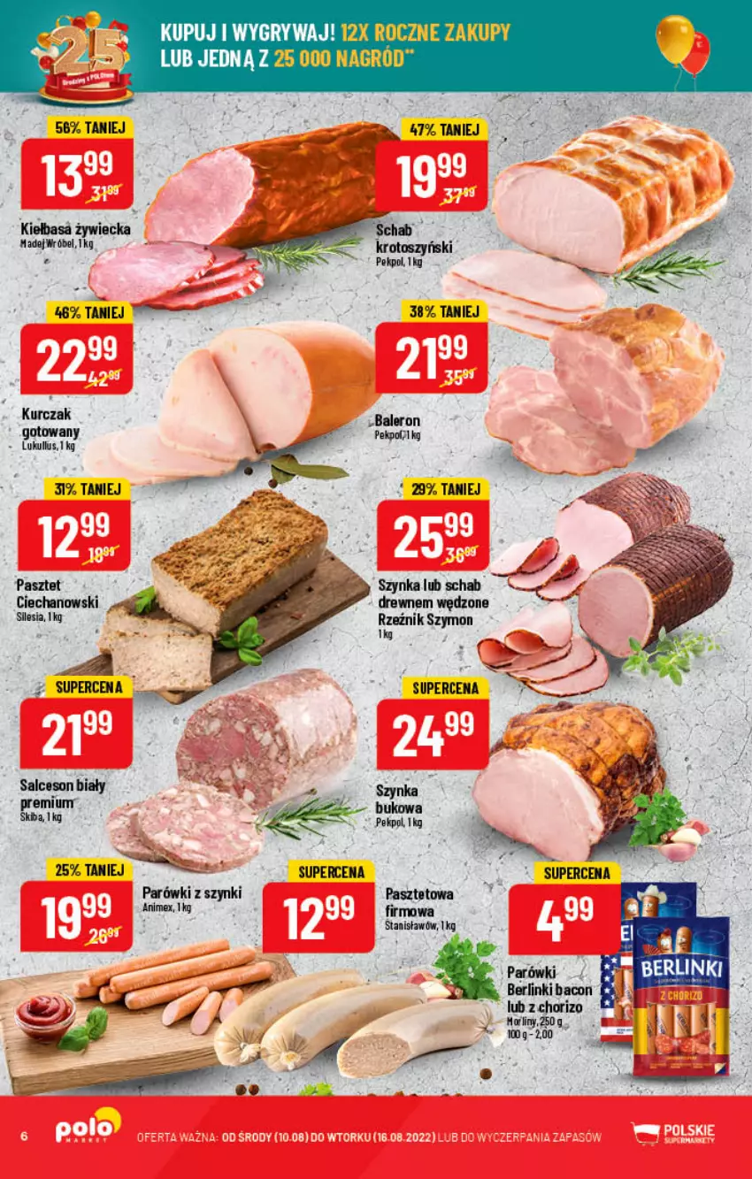 Gazetka promocyjna PoloMarket - Gazetka pomocyjna - ważna 10.08 do 16.08.2022 - strona 6 - produkty: Gry, Kurczak, Parówki, Pasztet, Pekpol, Salceson, Szynka