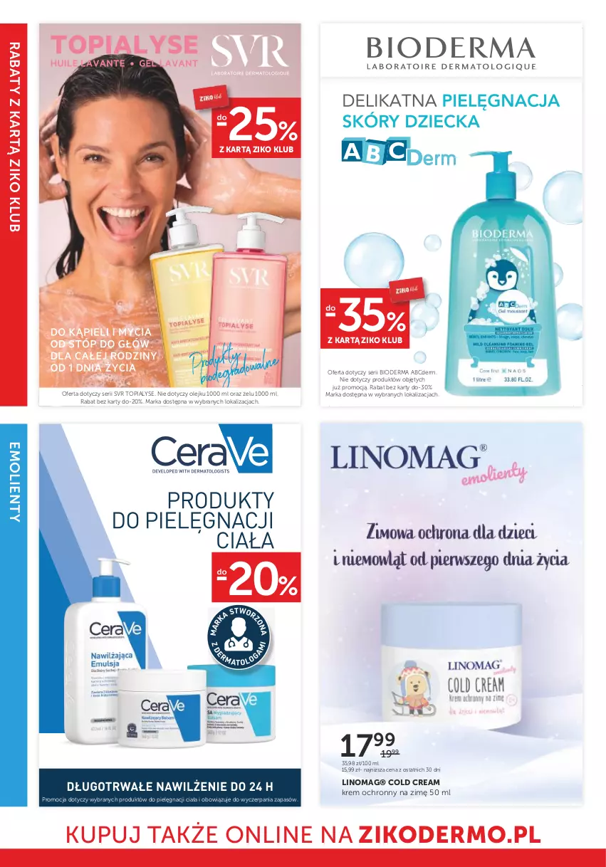 Gazetka promocyjna Ziko - Gazetka Ziko Dermo - ważna 11.01 do 24.01.2024 - strona 20 - produkty: Bioderma, Cold Cream, Linomag, Mop, Olej, Ser, SVR, Top