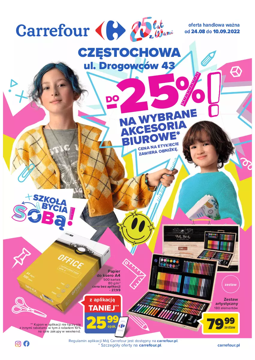 Gazetka promocyjna Carrefour - Gazetka Szkoła bycia sobą część 2 - ważna 24.08 do 10.09.2022 - strona 1 - produkty: Biuro, Papier, Papier do ksero, Ser