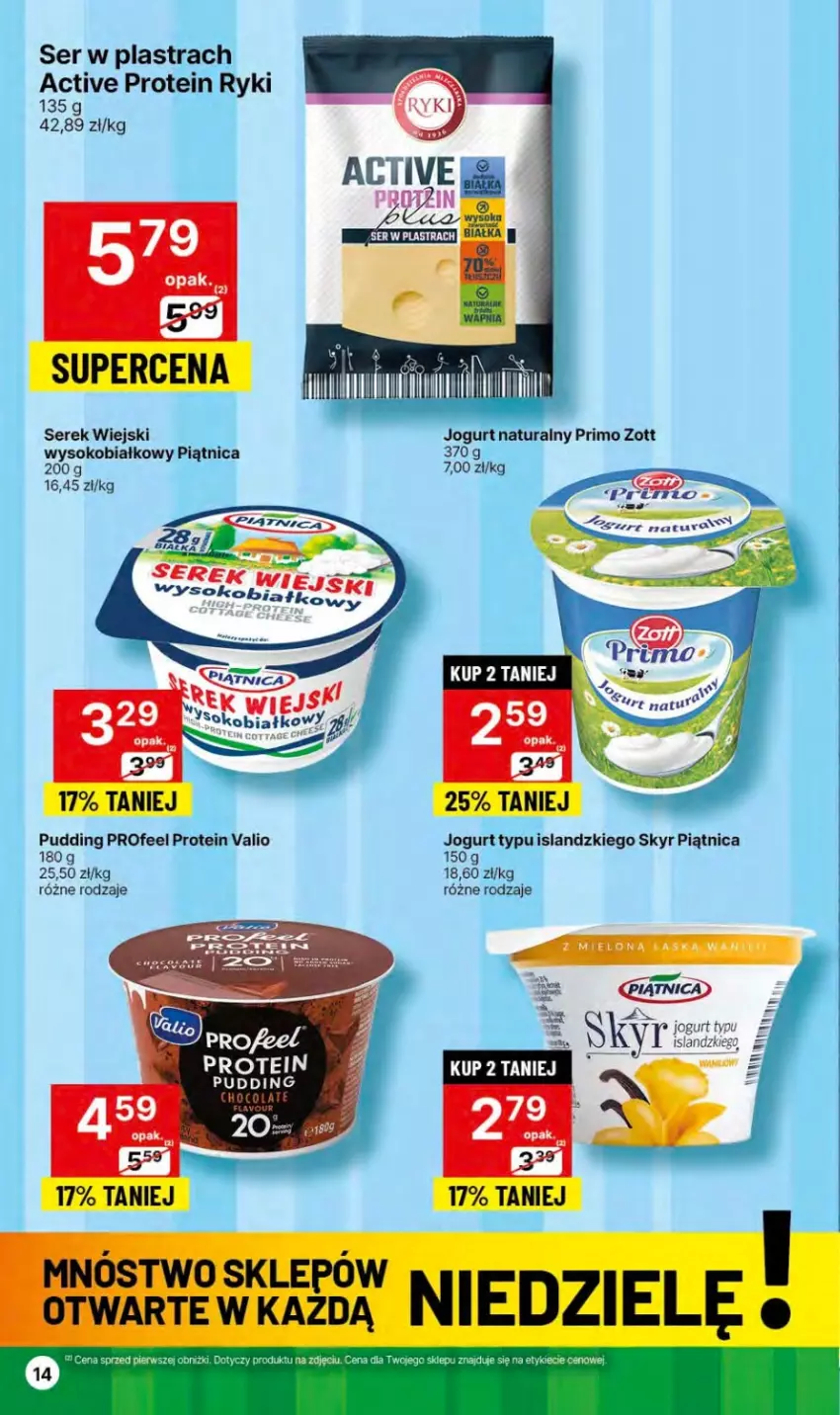 Gazetka promocyjna Delikatesy Centrum - Dyskontowe ceny w Delikatesach Centrum - ważna 04.01 do 10.01.2024 - strona 14 - produkty: Isla, Jogurt, Jogurt naturalny, Piątnica, Pudding, Ser, Serek, Serek wiejski, Sok, Zott