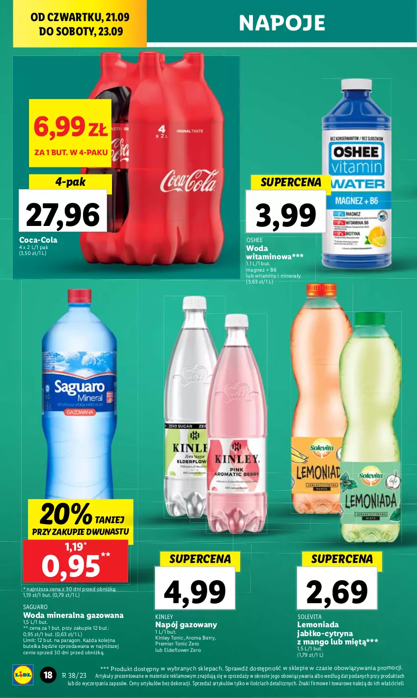 Gazetka promocyjna Lidl - GAZETKA - ważna 21.09 do 23.09.2023 - strona 28 - produkty: Coca-Cola, Lemoniada, Magnez, Mango, Napój, Napój gazowany, Napoje, Olej, Oshee, Woda, Woda mineralna