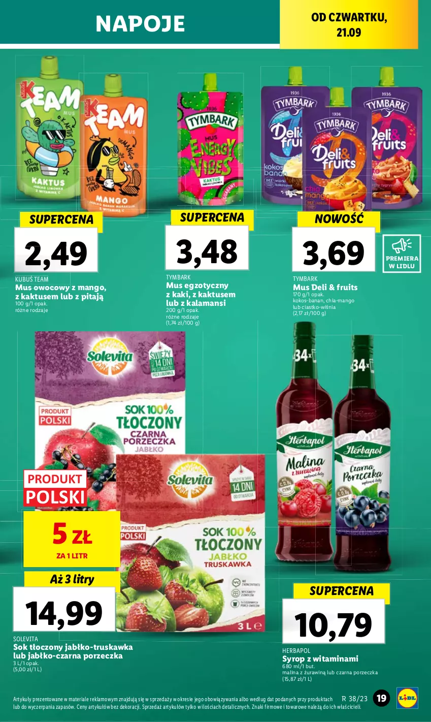 Gazetka promocyjna Lidl - GAZETKA - ważna 21.09 do 23.09.2023 - strona 29 - produkty: Chia, Kaki, Kaktus, Kokos, Mango, Mus, Napoje, Por, Sok, Syrop